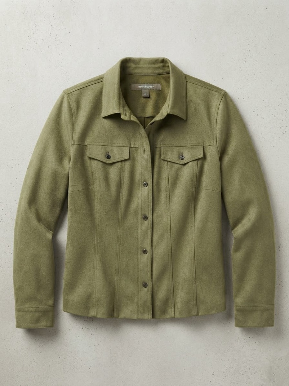 Croft & Barrow Olive Green Faux-Suede Button-Up Jacket 🫒✨